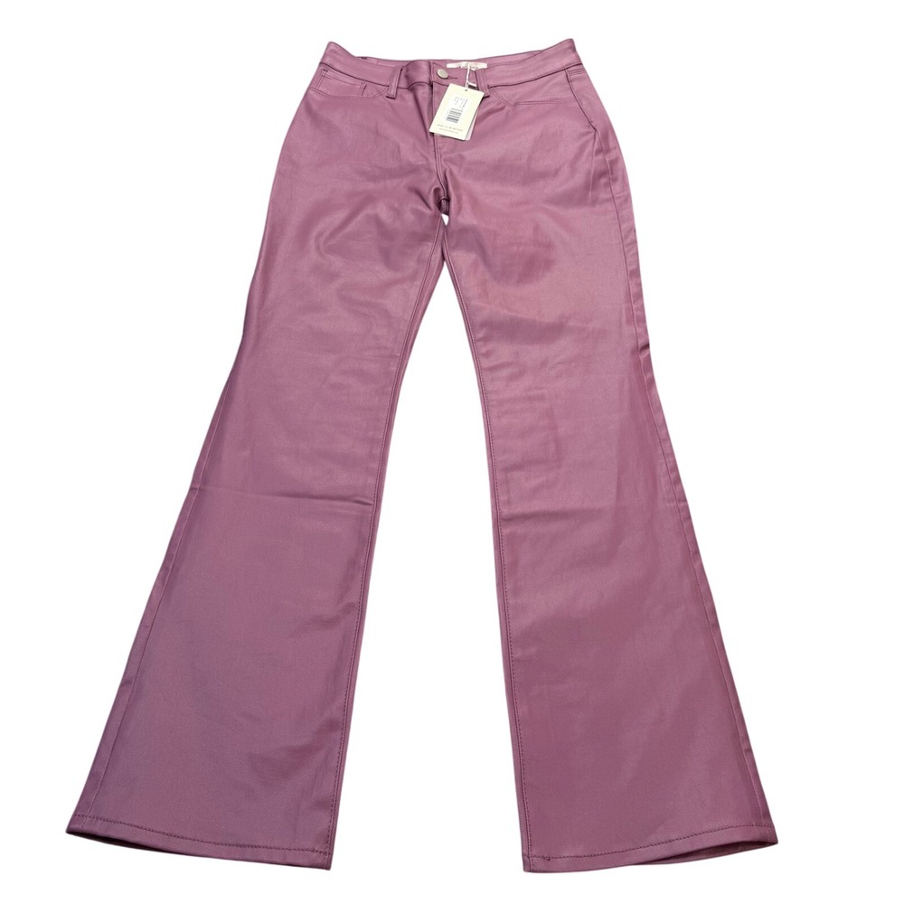 The Noli Shop Pants Womens 29 Flare Mauve Purple Coated Cotton Blend NWT New